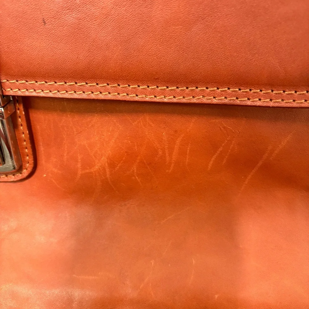 Unbranded Leather Briefcase Messenger Bag Large Cognac Made Italy Quiet Luxury